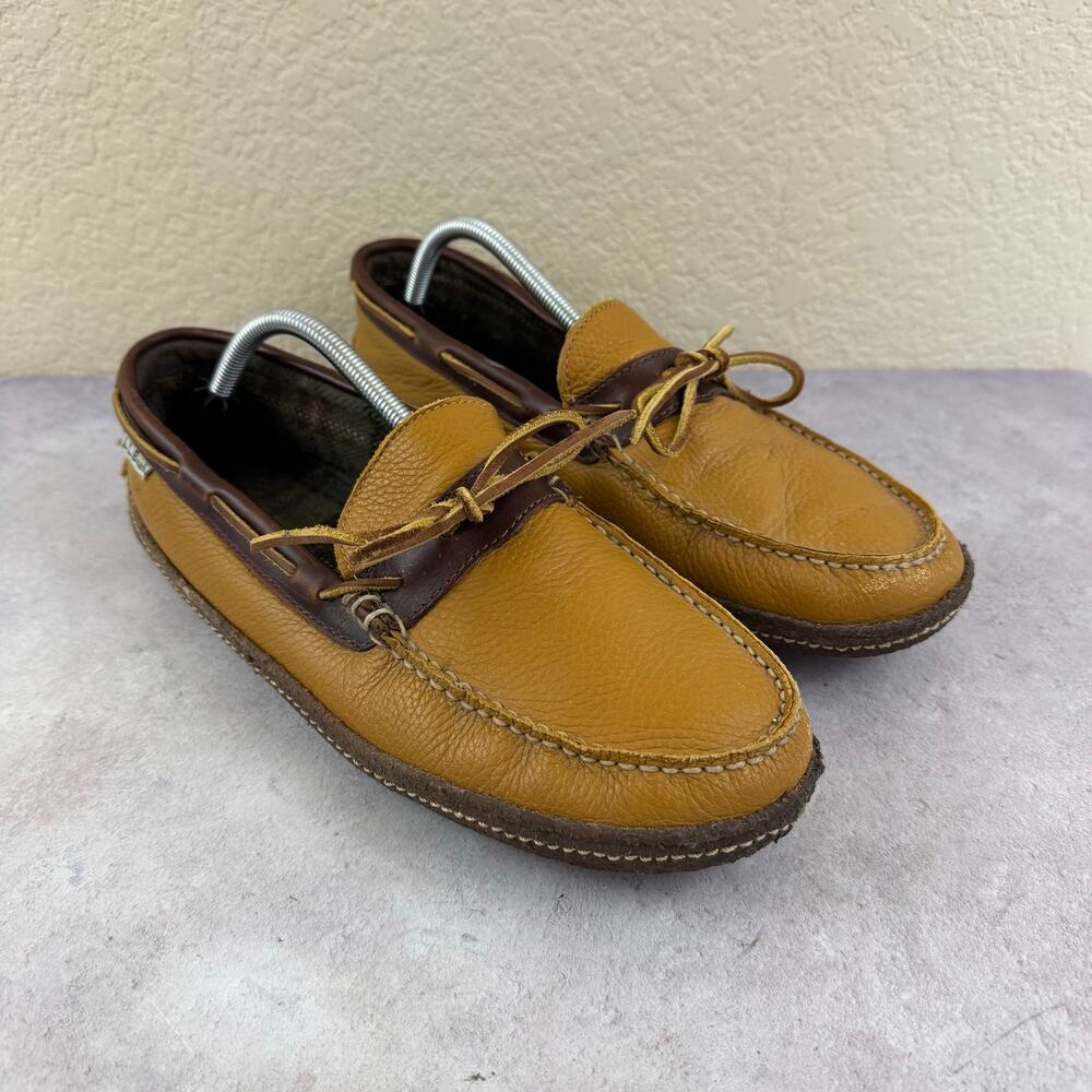 Men's LL Bean Slippers Leather Moccasins Double-Sole Sz 11
